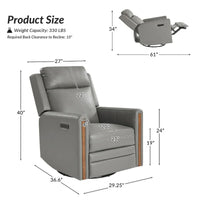 Lot de 2 Fauteuils Inclinables Pivotants à Bascule Électriques Modernes Jaime en Cuir Véritable avec Appui-Tête et Repose-Pieds Réglables par HULALA HOME