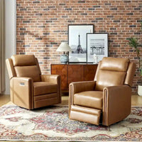 Lot de 2 Fauteuils Inclinables Pivotants à Bascule Électriques Modernes Jaime en Cuir Véritable avec Appui-Tête et Repose-Pieds Réglables par HULALA HOME