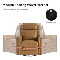 Lot de 2 Fauteuils Inclinables Pivotants à Bascule Électriques Modernes Jaime en Cuir Véritable avec Appui-Tête et Repose-Pieds Réglables par HULALA HOME
