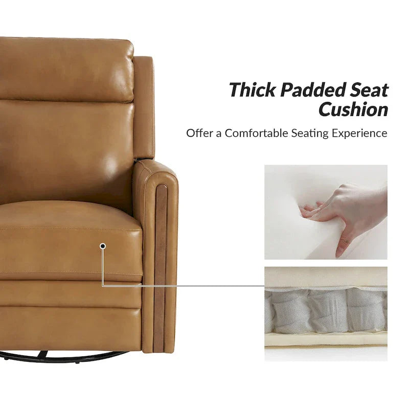 Lot de 2 Fauteuils Inclinables Pivotants à Bascule Électriques Modernes Jaime en Cuir Véritable avec Appui-Tête et Repose-Pieds Réglables par HULALA HOME