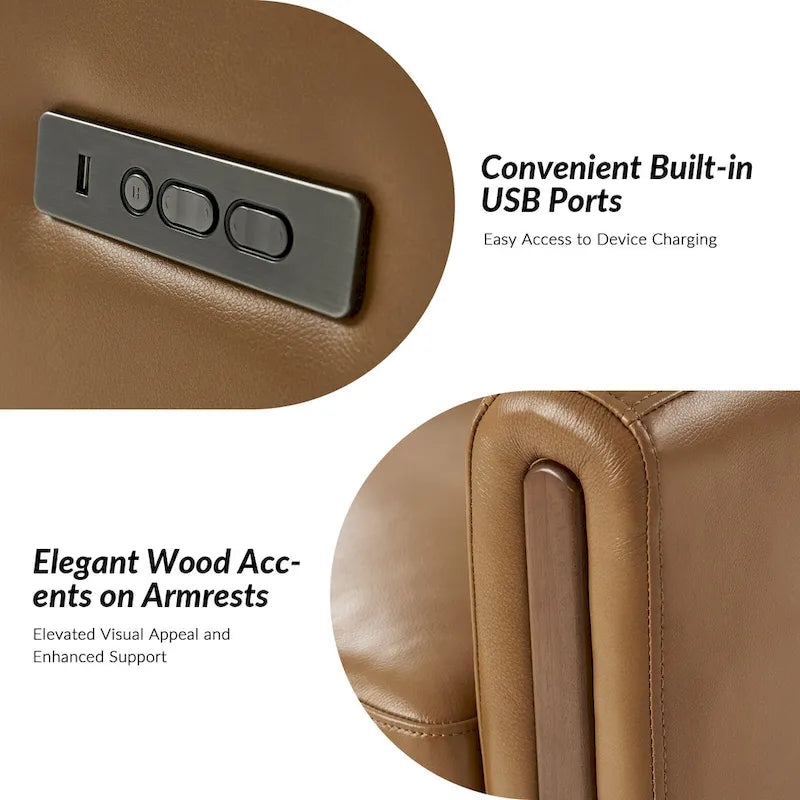 Lot de 2 Fauteuils Inclinables Pivotants à Bascule Électriques Modernes Jaime en Cuir Véritable avec Appui-Tête et Repose-Pieds Réglables par HULALA HOME