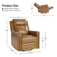 Lot de 2 Fauteuils Inclinables Pivotants à Bascule Électriques Modernes Jaime en Cuir Véritable avec Appui-Tête et Repose-Pieds Réglables par HULALA HOME
