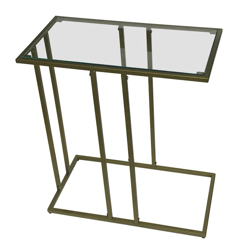 Table d'appoint Serena Carolina Living avec verre transparent – Doré antique