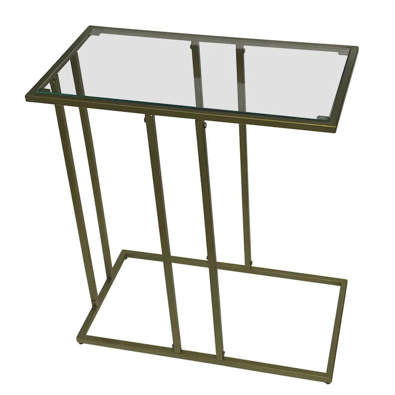 Table d'appoint Serena Carolina Living avec verre transparent – Doré antique