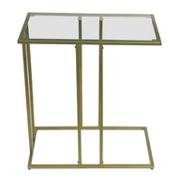 Table d'appoint Serena Carolina Living avec verre transparent – Doré antique