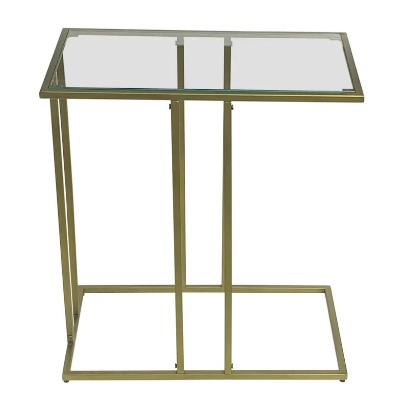 Table d'appoint Serena Carolina Living avec verre transparent – Doré antique