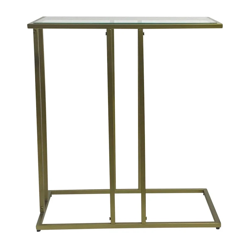 Table d'appoint Serena Carolina Living avec verre transparent – Doré antique