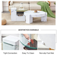 Table basse en MDF texture marbre avec table d'appoint. S'harmonise avec de multiples scènes. Convient pour le salon et la chambre à coucher.