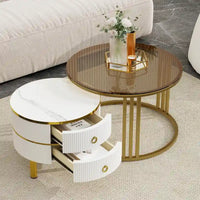 Ensemble de tables basses gigognes avec 2 tiroirs