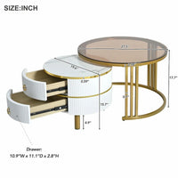 Ensemble de tables basses gigognes avec 2 tiroirs