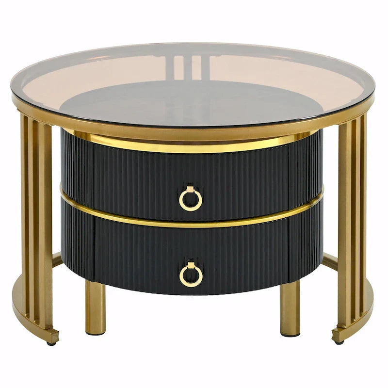 Ensemble de tables basses gigognes avec 2 tiroirs