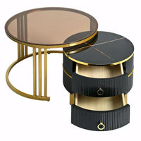Ensemble de tables basses gigognes avec 2 tiroirs