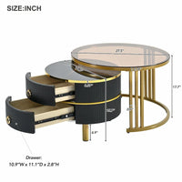 Ensemble de tables basses gigognes avec 2 tiroirs