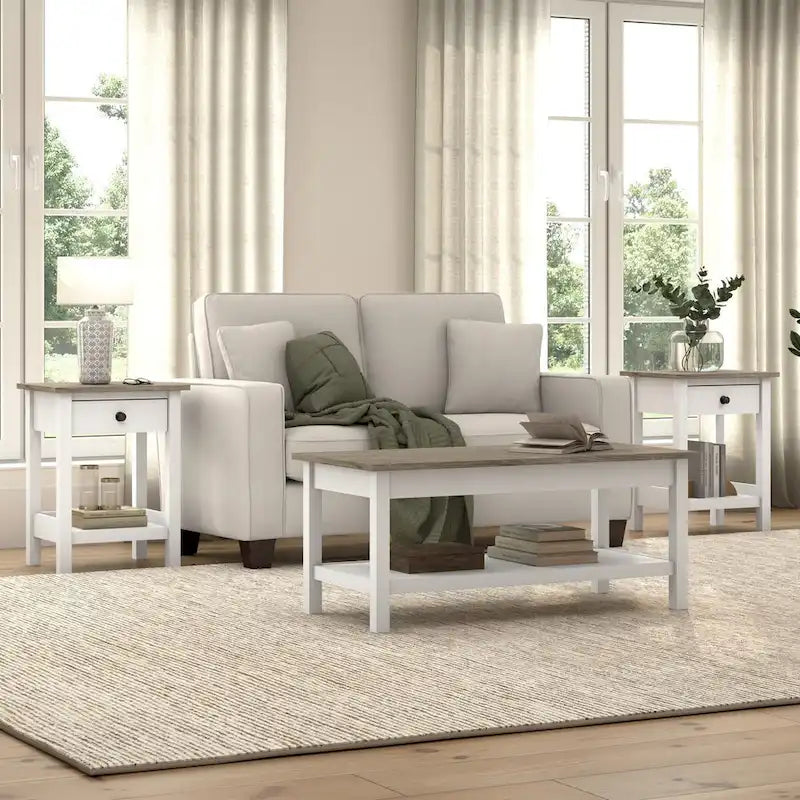 Table basse et tables d'appoint de la collection Mayfield Farmhouse de Bush Furniture