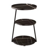 Table d'appoint Skylar à 3 niveaux avec plateau à rebord relevé et pieds asymétriques en métal de style moderne du milieu du siècle