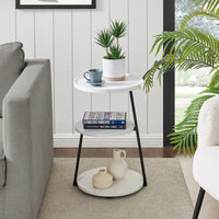 Table d'appoint Skylar à 3 niveaux avec plateau à rebord relevé et pieds asymétriques en métal de style moderne du milieu du siècle