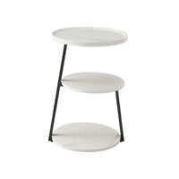 Table d'appoint Skylar à 3 niveaux avec plateau à rebord relevé et pieds asymétriques en métal de style moderne du milieu du siècle