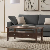 Wyndenhall Normandy Table Basse Transitionnelle Rectangulaire de 122 cm de Large en BOIS MASSIF avec Tiroir, Brunette Brown