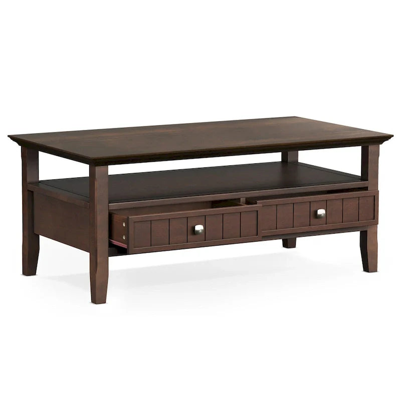 Wyndenhall Normandy Table Basse Transitionnelle Rectangulaire de 122 cm de Large en BOIS MASSIF avec Tiroir, Brunette Brown
