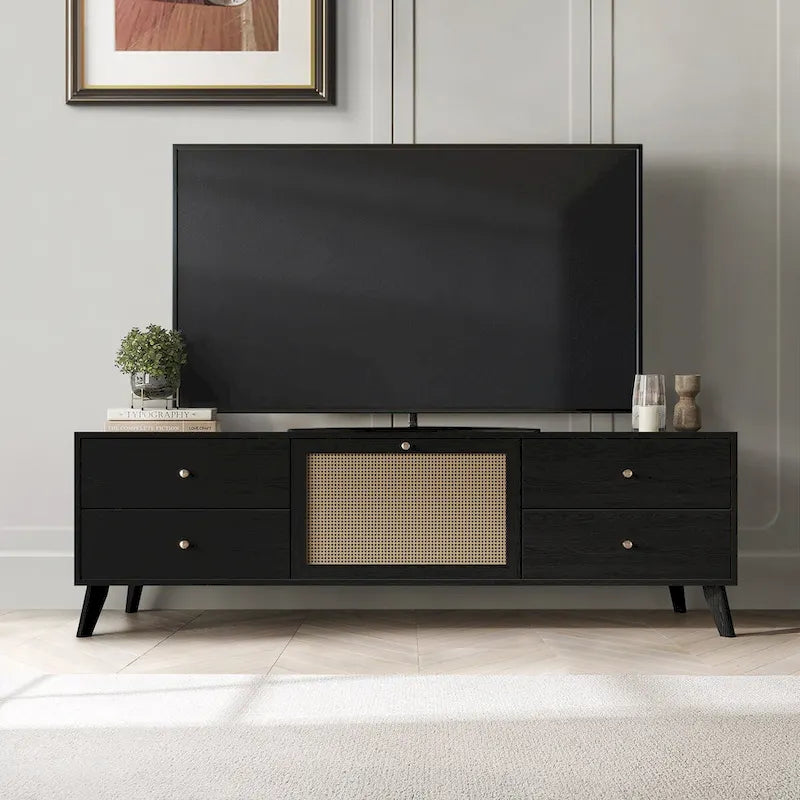 Meuble TV console moderne du milieu du siècle CraftPorch, noir
