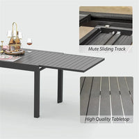 Table à manger extensible de patio 90 po, table d'extérieur en aluminium métallique pour 4 à 8 personnes, table rectangulaire pour bistrot de jardin