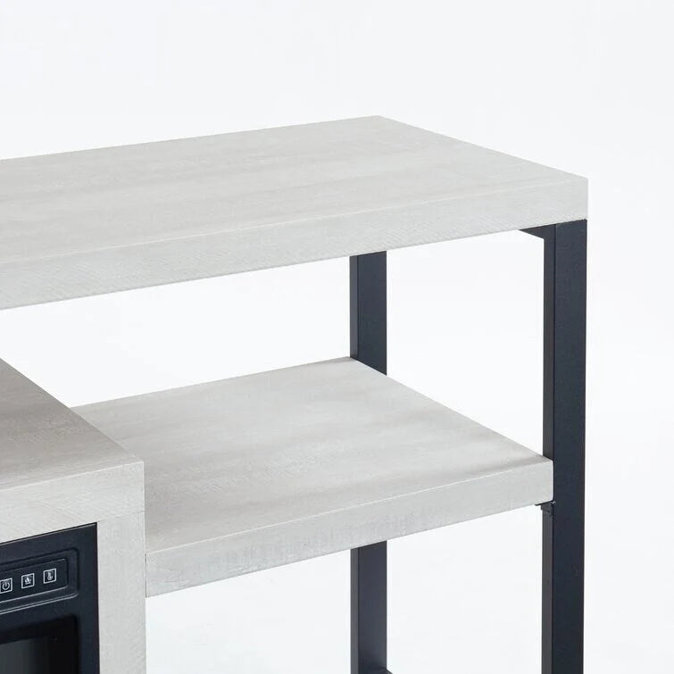 Meuble TV en bois classique, console multimédia pour TV jusqu'à 55 avec cheminée électrique