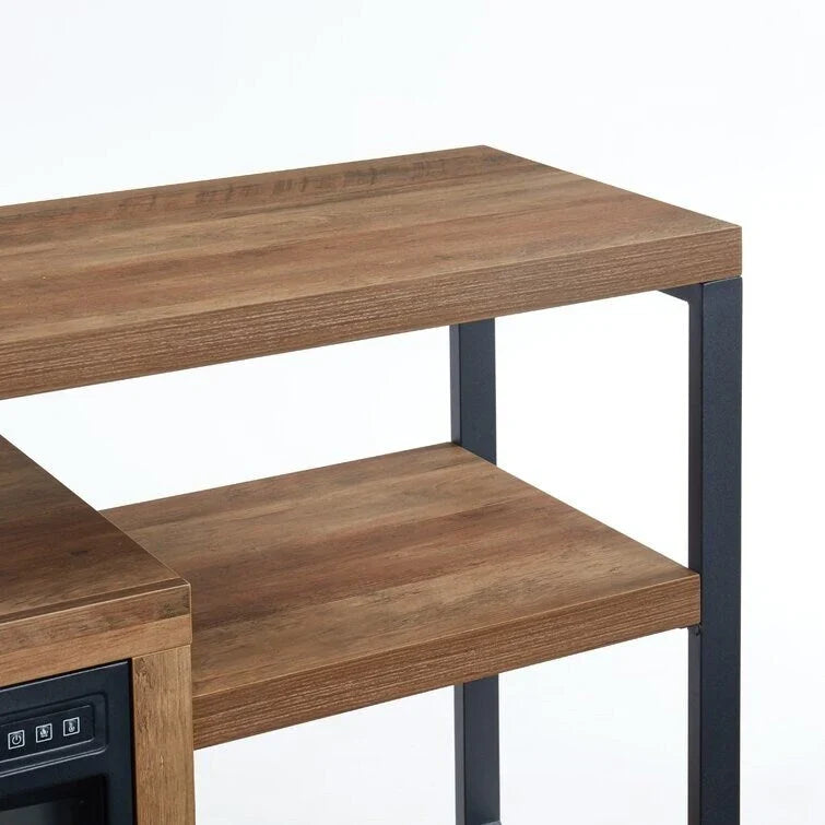 Meuble TV en bois classique, console multimédia pour TV jusqu'à 55 avec cheminée électrique