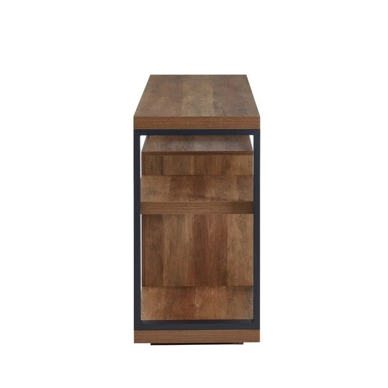 Meuble TV en bois classique, console multimédia pour TV jusqu'à 55 avec cheminée électrique