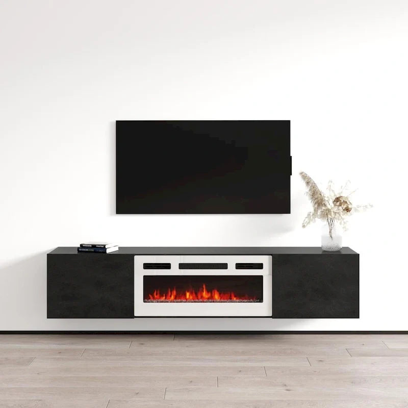 Meuble TV flottant Baja WH-EF avec cheminée