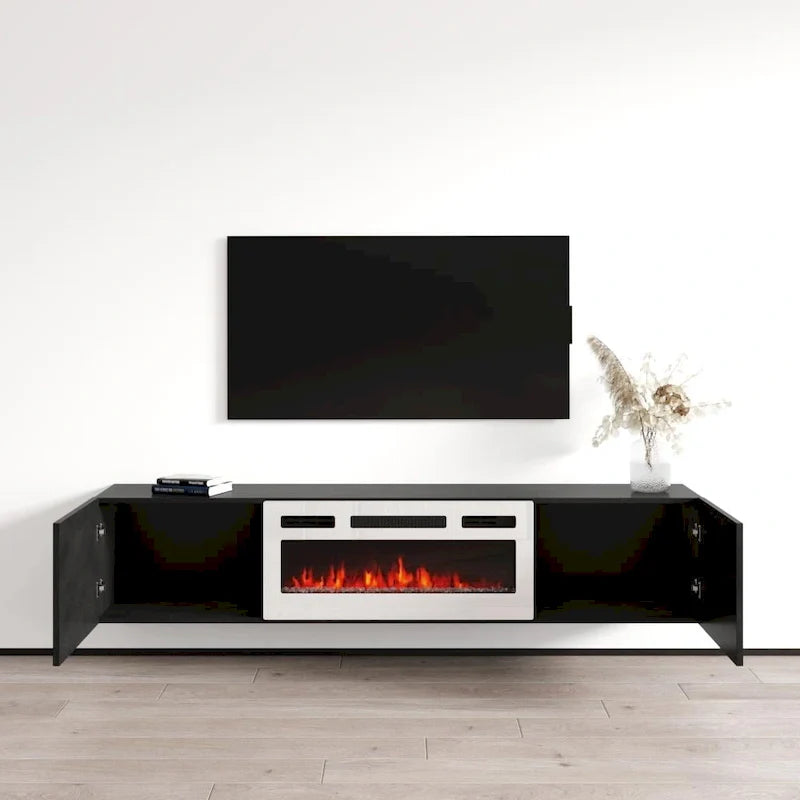 Meuble TV flottant Baja WH-EF avec cheminée