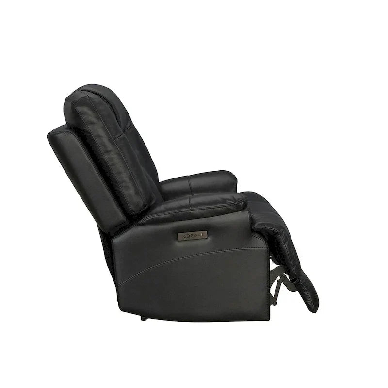 Fauteuil Inclinable Électrique Zéro Gravité en Cuir Pleine Fleur Noir avec Appui-Tête Réglable et Repose-Pieds Extensible