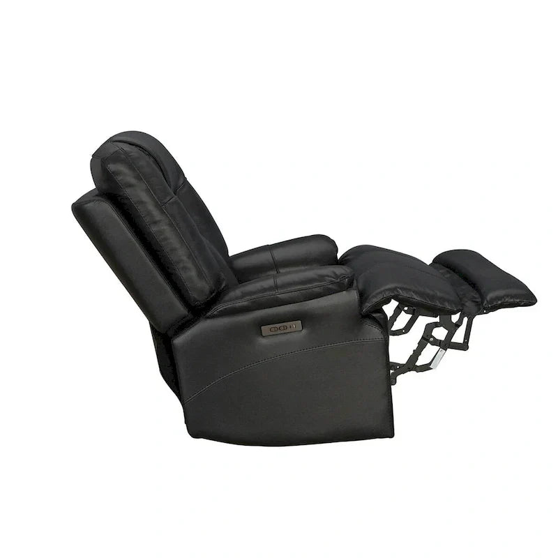 Fauteuil Inclinable Électrique Zéro Gravité en Cuir Pleine Fleur Noir avec Appui-Tête Réglable et Repose-Pieds Extensible