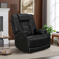 Fauteuil Inclinable Électrique Zéro Gravité en Cuir Pleine Fleur Noir avec Appui-Tête Réglable et Repose-Pieds Extensible
