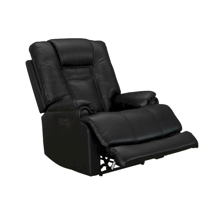Fauteuil Inclinable Électrique Zéro Gravité en Cuir Pleine Fleur Noir avec Appui-Tête Réglable et Repose-Pieds Extensible