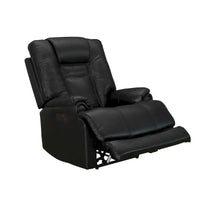 Fauteuil Inclinable Électrique Zéro Gravité en Cuir Pleine Fleur Noir avec Appui-Tête Réglable et Repose-Pieds Extensible
