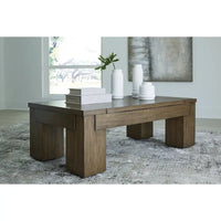 Table basse à plateau relevable Signature Design by Ashley Rosswain Brown - 54 larg. x 28 prof. x 18 haut.