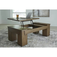 Table basse à plateau relevable Signature Design by Ashley Rosswain Brown - 54 larg. x 28 prof. x 18 haut.