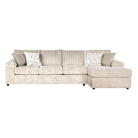 Roundhill Furniture Nason Canapé sectionnel à méridienne en velours côtelé à grosses côtes avec fauteuil et ottoman