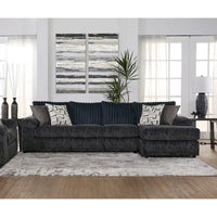 Roundhill Furniture Nason Canapé sectionnel à méridienne en velours côtelé à grosses côtes avec fauteuil et ottoman
