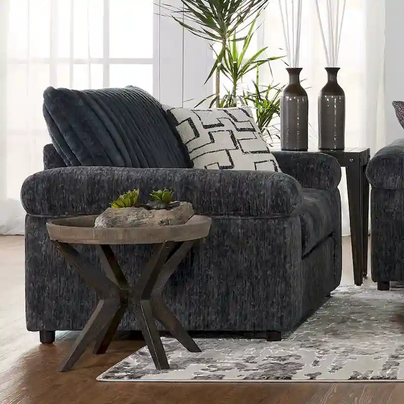 Roundhill Furniture Nason Canapé sectionnel à méridienne en velours côtelé à grosses côtes avec fauteuil et ottoman
