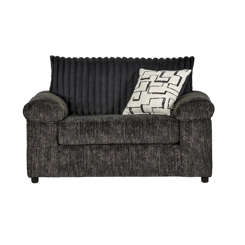 Roundhill Furniture Nason Canapé sectionnel à méridienne en velours côtelé à grosses côtes avec fauteuil et ottoman
