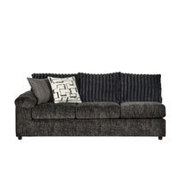 Roundhill Furniture Nason Canapé sectionnel à méridienne en velours côtelé à grosses côtes avec fauteuil et ottoman