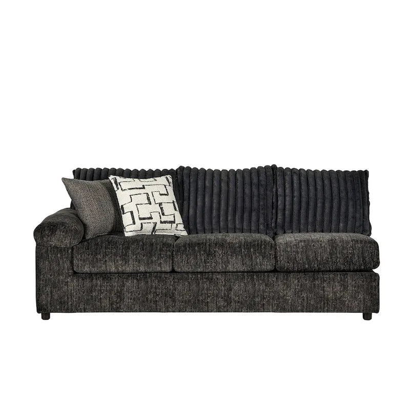 Roundhill Furniture Nason Canapé sectionnel à méridienne en velours côtelé à grosses côtes avec fauteuil et ottoman