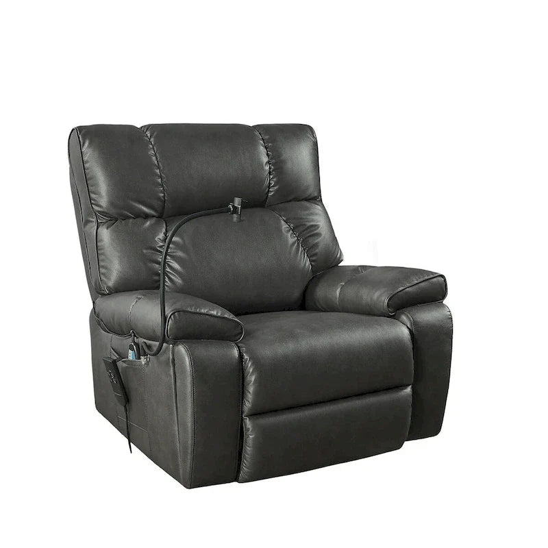 Fauteuil Inclinable avec Support Téléphone, Élévateur Électrique avec 2 Moteurs Massage et Chaleur pour Personnes Âgées, 2 Poches Latérales, Porte-Gobelets