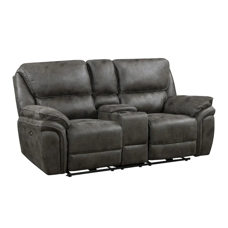 Tony Causeuse inclinable double électrique 80 pouces, porte-gobelets console, USB, gris