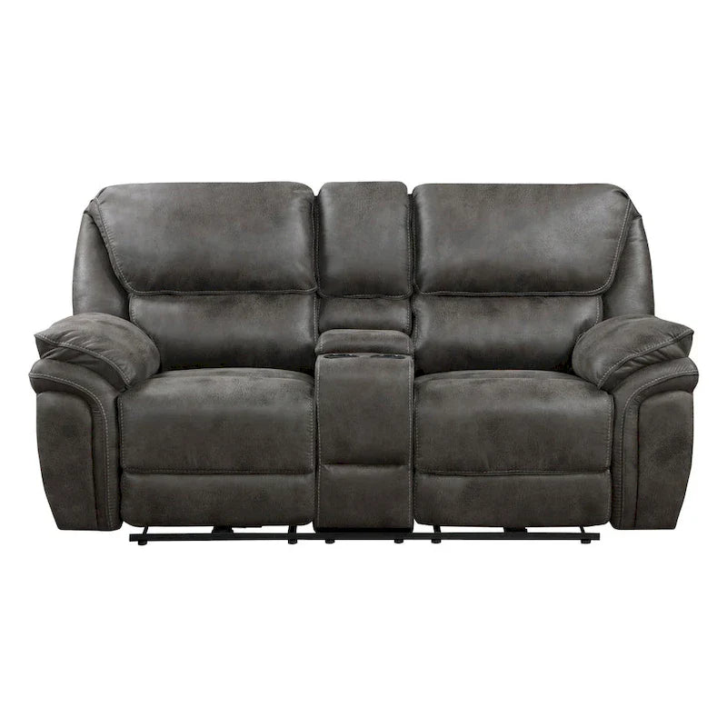 Tony Causeuse inclinable double électrique 80 pouces, porte-gobelets console, USB, gris