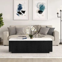 Table basse rectangulaire large Reyes 48 avec plateau effet marbre - 47,5 de large