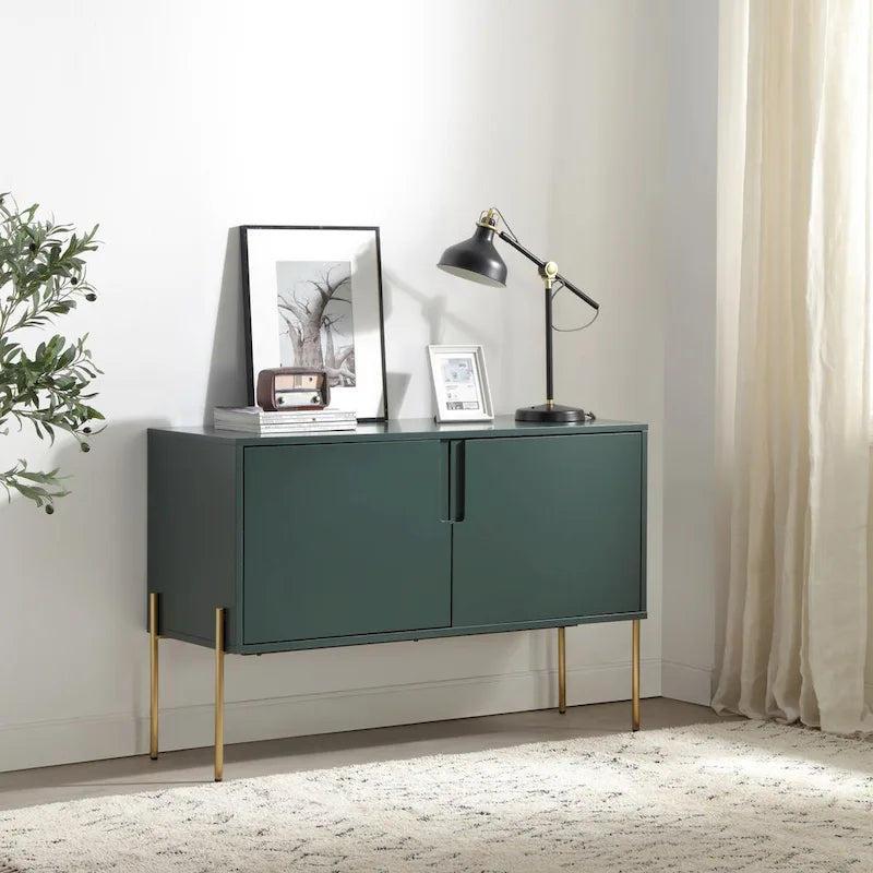 Console de buffet vert avec rangement, buffet pour salon et cuisine – 122,9 cm