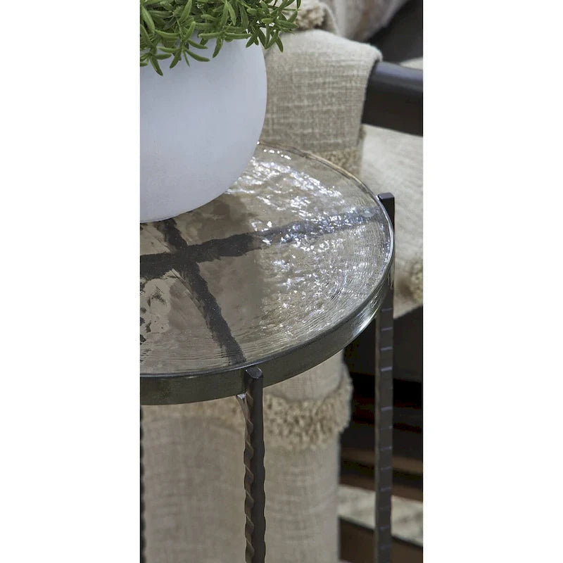 Signature Design by Ashley Newgoren Table d'appoint transparente/noire - 11L x 11P x 24H