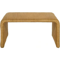 Table basse carrée en rotin de 36 pouces, bords en cascade, brun naturel texturé